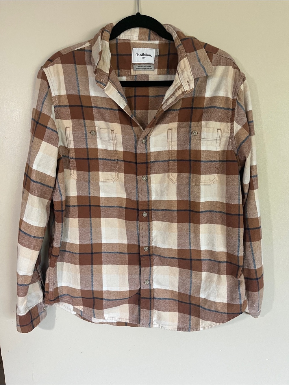 Goodfellow & Co Brown & White Plaid Button-Down Shirt